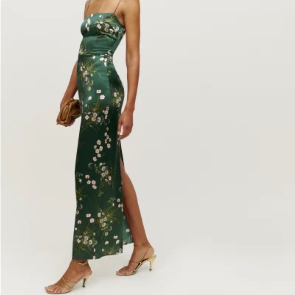 Frankie silk green reformation dress